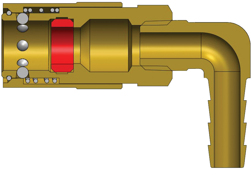 DQC CM-SERIES INDUSTRIAL MOLD INTERCHANGE UNVALVED COUPLER 90° HOSE BARB